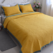 高密度床盖三件套纯棉撞色绗缝榻榻米垫全棉洐缝被不易皱床单床盖