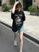 中长款卡通字母印花短袖T恤女夏季韩版百搭洋气慵懒风上衣潮
