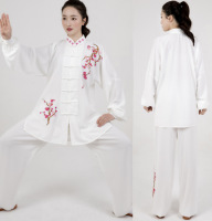 棉加丝太极服披纱，三件套刺绣中国风武术，表演比赛服女太极拳服装男