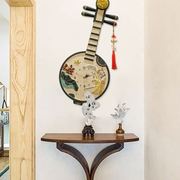 中式琵琶挂钟静音时钟浮雕壁画艺术钟表创意功能挂件酒店简约壁钟