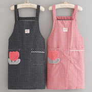 日式做饭厨房内衬防水围裙，可爱棉布双层耐磨防油工作服女罩衣上班