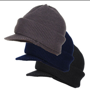 冬季带帽檐保暖有沿男女帽，护脖套头帽护耳，针织鸭舌毛线帽护脸护脖