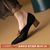 kmeizu法式绑带单鞋女真皮，粗跟小皮鞋，中跟茶歇新中式国风高跟鞋潮