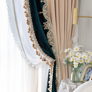 法式复古蕾丝轻奢华高端丝绒质感客厅卧室公主风落地遮光别墅窗帘