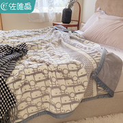 法兰绒毛毯加厚冬季盖毯珊瑚绒，毯子床上用床单，办公室午睡沙发被子