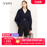 amii2024秋装风衣女，高级感配腰带小个子，上衣气质中长款外套