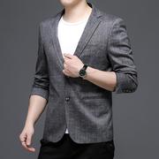 夏2275-1版季商务休闲韩男士格子西装外套中服年男装单西便西单件