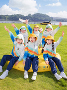 儿童班服一年级彩虹冲锋衣三件套小学生校服套装春秋冬幼儿园园服
