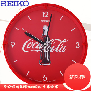 日本精工客厅卧室办公室简约静音限量可口可乐时尚挂钟表QHA901R
