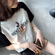米奇短袖T恤女2021年夏季韩版宽松纯棉体恤白色内搭打底衫潮