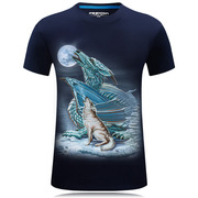 夏季装T恤3D短袖T恤男立体霸气个性圆领有加大码龙狼动物图案