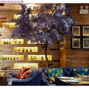 蓝花楹仿真花落地欧式假树餐厅室内地中海，风情装饰仿真树摆件根