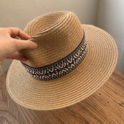 洋气咖色波西米亚民族风沙滩，遮阳草帽女夏季出游防晒百搭宽檐礼帽