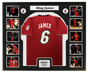 2013圣诞大战詹姆斯亲笔签名球衣热火6号篮球服带证书裱框