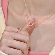 925纯银粉色樱花项链女轻奢小众设计感高级锁骨链2024年
