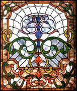 Tiffany 钢化雕刻艺术玻璃玄关隔断吊顶蒂凡尼门芯欧式地中海