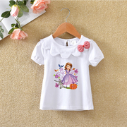 女童短袖t恤2023年夏季儿童韩版t宝宝夏装上衣白色洋气打底衫