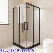 l型淋浴隔断卫生间，干湿分离简易推拉门淋浴房不锈钢直角玻璃浴屏