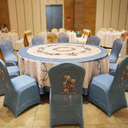 婚庆弹力椅套布艺酒店，结婚台布印花婚礼布置中式婚宴方形圆形桌布