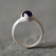 乔恩原创925纯银，水晶戒指天然紫水晶，女戒饰品纯手工