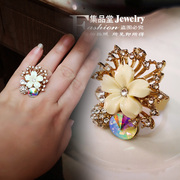 戒指指环饰品水晶花朵开口可调节日韩时尚个性