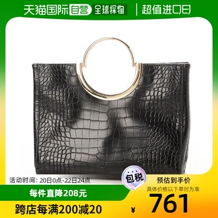 日本直邮akakura女士手拿包手提包，黑色鳄鱼纹，皮复古时尚皮革