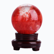 天然红色水晶球摆件鸿运，大小号家居客厅，玄关装饰工艺品开业礼物