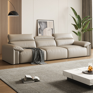 意式极简真皮沙发现代简约客厅组合家用可调节靠背直排皮艺沙发TG