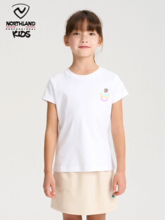 northland女童纯棉短袖，2024年夏季中大童吸汗，半袖圆领t恤衫