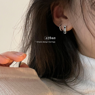 纯银耳钉女小众设计感高级耳夹耳骨耳扣耳饰2024年耳环潮enfp