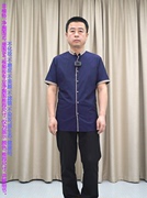 深蓝色纯棉短袖衬衫男100棉威可中青年，时尚修身休闲衬衣