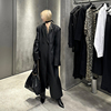 commonin0120时髦法则黑色长款皮衣，外套女pu皮高级感拽姐风衣