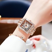 气质满钻表带镶钻士个性手表女时尚方形石英玫瑰金色普通国产腕表