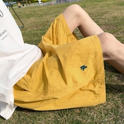姜黄色(姜黄色)冰丝运动短裤，男夏季薄款沙滩，速干休闲宽松五分裤透气凉凉裤