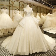 weddingdress奢华钉珠，新娘亮片显瘦气质法式优雅婚纱影楼晚礼服