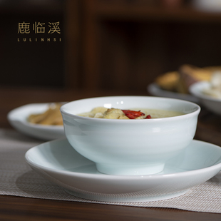景德镇陶瓷餐具套装新中式米，饭碗家用菜盘高温青瓷一人食送人