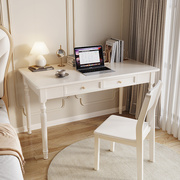 美式实木书桌现代简约家用卧室台式电脑办公桌学生写字台白色复古