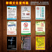 戒烟广告宣传画挂图海报展板标语禁烟文化宣传栏控烟墙贴画TYH40