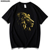 红韩狮子王t恤卡通手绘个性动物，印花短袖纯棉宽松加大欧美风男款