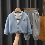 男童春装套装儿童洋气0-1一3岁男宝宝春秋季衣服婴儿帅气三件套潮