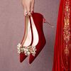 婚鞋女红色新娘鞋2024年禾秀婚纱两穿不累脚高级感结婚高跟鞋