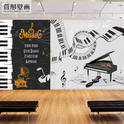 钢琴教室背景墙纸琴键音乐，墙布琴行工作室，墙面布置装饰墙贴壁画纸