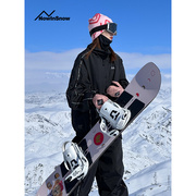 定制nowinsnow滑雪服套装女黑色复古单板滑雪防水冲锋衣男宽松滑