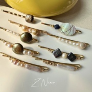 自制天然淡水珍珠发夹合集，原创小众一字，刘海夹边夹法式优雅发饰