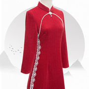 红色新娘敬酒服中长款秋季旗袍连衣裙复古改良版年轻款中式