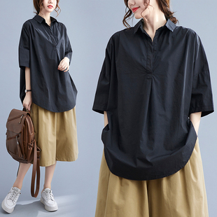 小菲家~2023夏季黑色衬衫女设计感小众港风复古上衣休闲衬衣