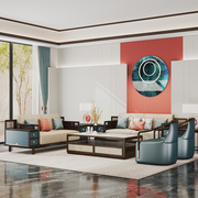 新中式实木沙发组合现代简约客厅别墅大小户型轻奢乌金木中式家具