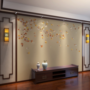 新中式银杏壁画客厅，电视背景墙壁纸2021年影视，墙壁布卧室