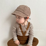 婴儿帽子春夏薄款系带儿童遮阳帽可调节棒球帽男女宝宝防晒太阳帽