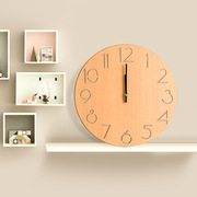圆形田园实木挂钟现代欧式客厅卧室个性简约静音，时钟创意钟表